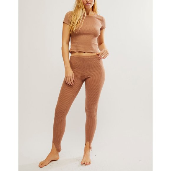 FREE PEOPLE Lux Life Leggings / Camel - Picture 2 of 6